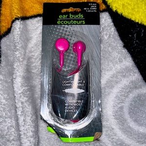 pink ear bud with cord